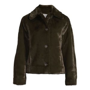 NWT Vince Faux Fur Jacket in Green | Size XS